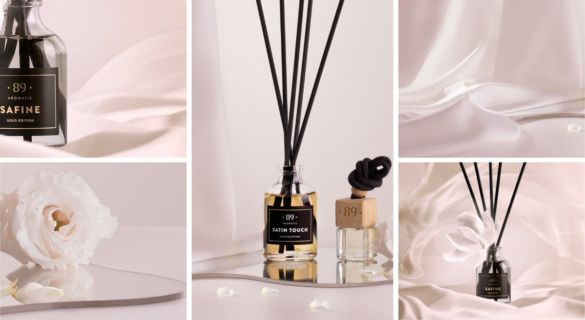 Aromatic 89 reed diffuser on a shelf