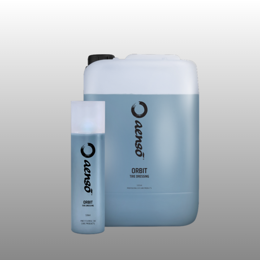 Aenso Orbit tyre dressing in 500ml bottle and 5L canister sizes