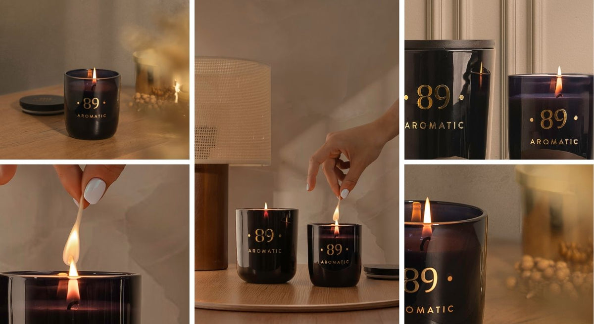 Aromatic 89 perfumed candle on a table