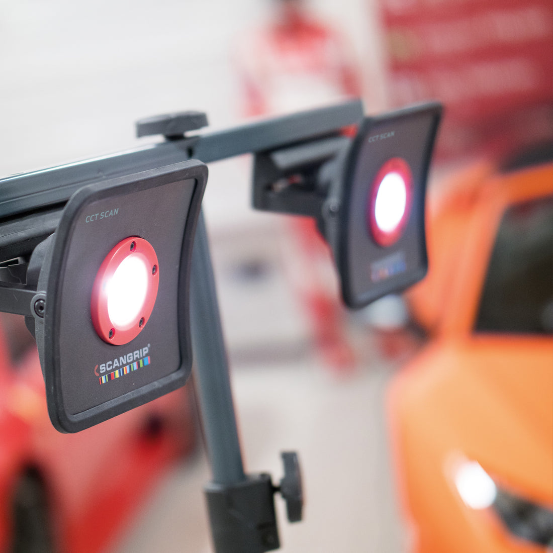 Portable LED work light used in car detailing studio