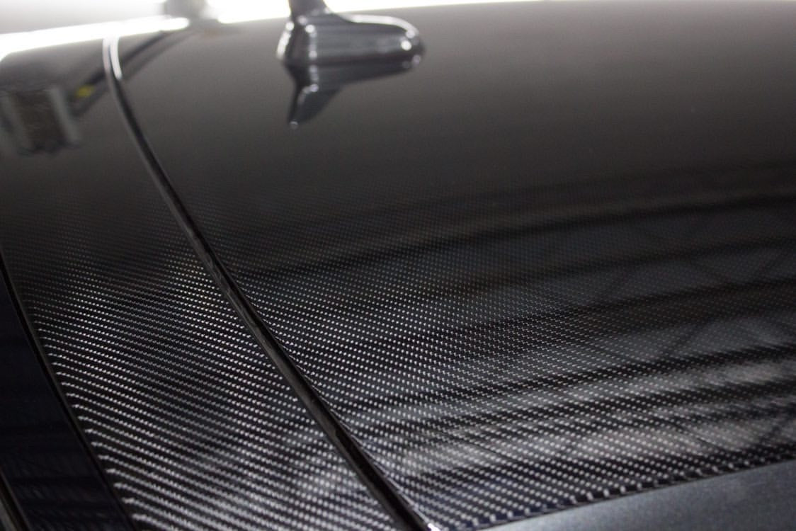 Carbon fibre PPF for roof mirror caps and spoilers