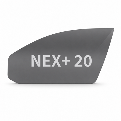 STEK NEX+ 20 window tint shade shown on a car window shape