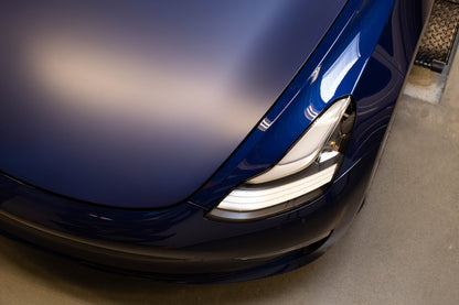 STEK DYNOmatte self-healing paint protection film installed on bonnet and compared with gloss paint