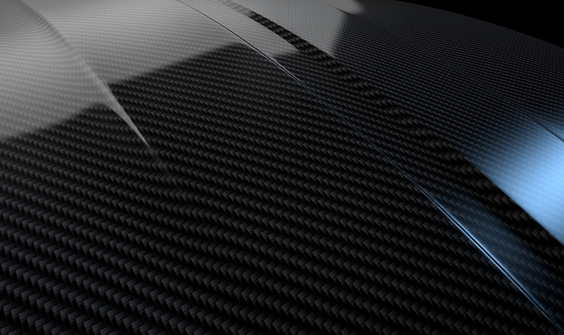 Close-up of a carbon fiber PPF surface with a glossy finish