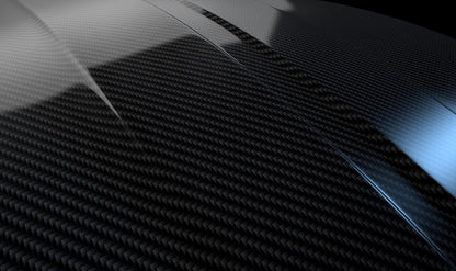 Close-up of a carbon fiber PPF surface with a glossy finish