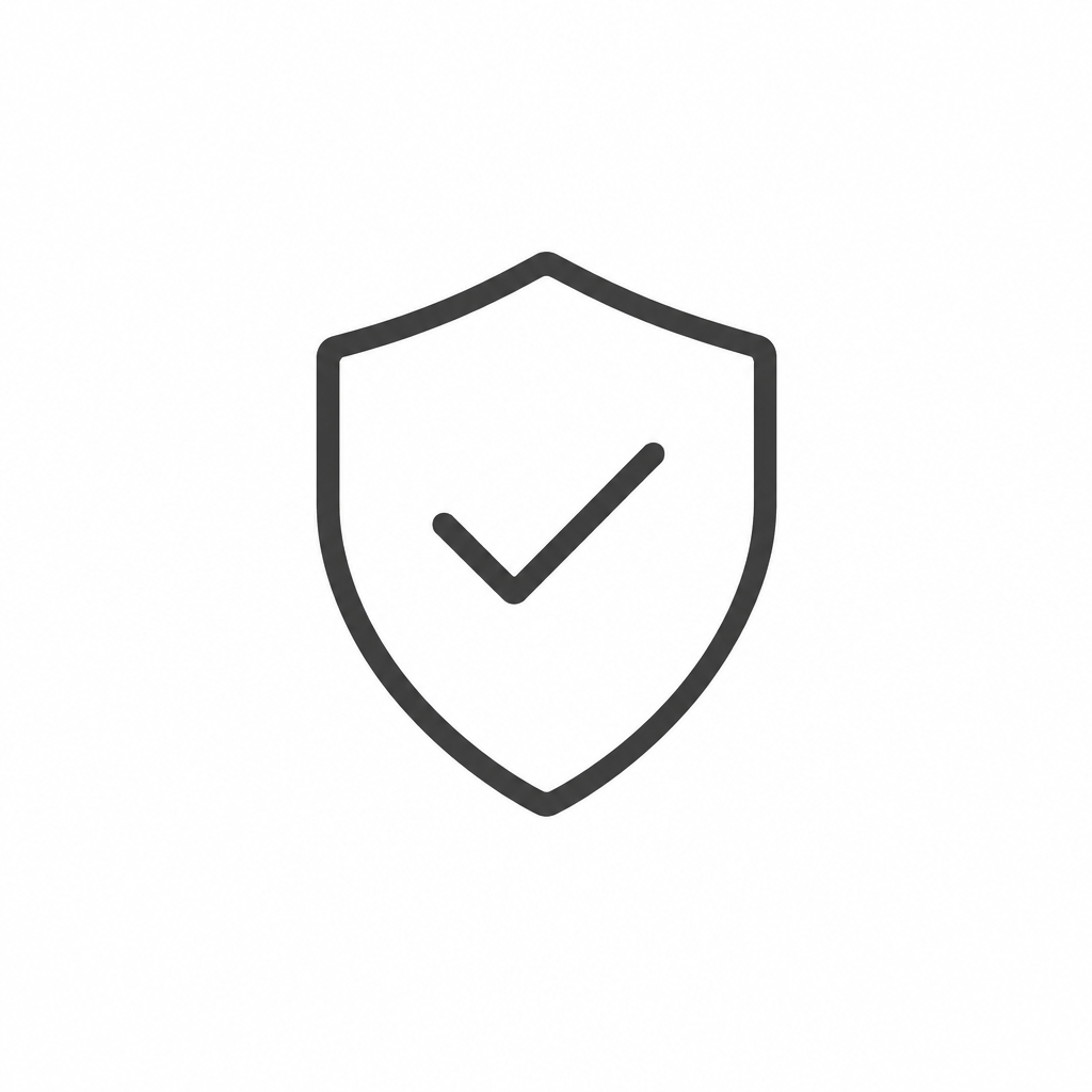 Premium charcoal-grey shield with checkmark
